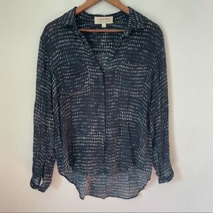 Anthropologie Cloth & Stone Sheer Long Sleeve Button Up Shirt Medium